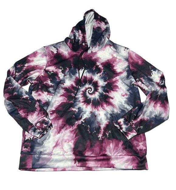 Unbranded Tops - Women's Purple and Black Spiral Tie-Dye Hoodie Size Small Light Weight